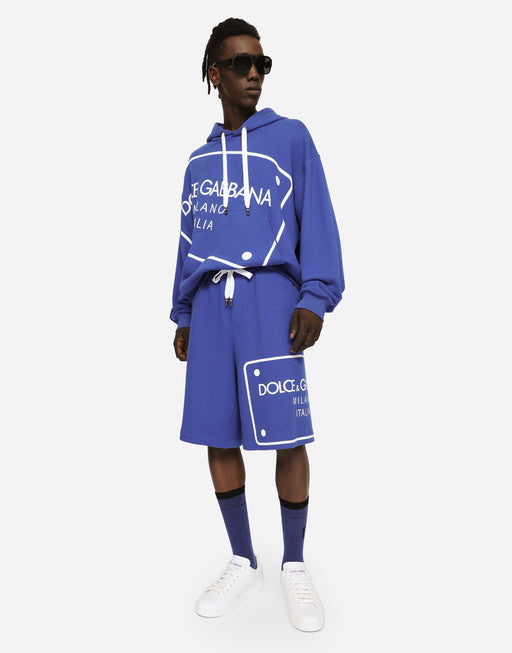 JERSEY JOGGING SHORTS WITH PRINTED TAG
