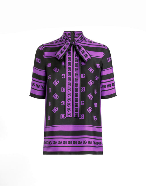 DG LOGO ALL-OVER PRINT SILK TOP
