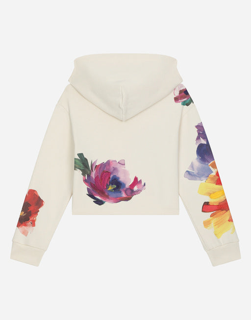 JERSEY HOODIE WITH FLORAL PRINT