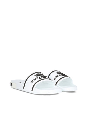 RUBBER BEACHWEAR SLIDERS WITH DOLCE&GABBANA MILANO AND CROWN