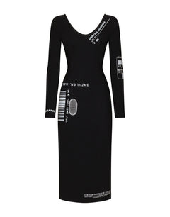 LONG-SLEEVED SPANDEX JERSEY MIDI DRESS DGVIB3