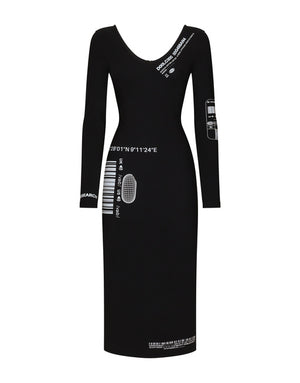 LONG-SLEEVED SPANDEX JERSEY MIDI DRESS DGVIB3