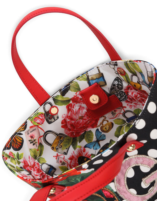 POPLIN PATCHWORK SHOULDER BAG WITH DG PATCH EMBELLISHMENT