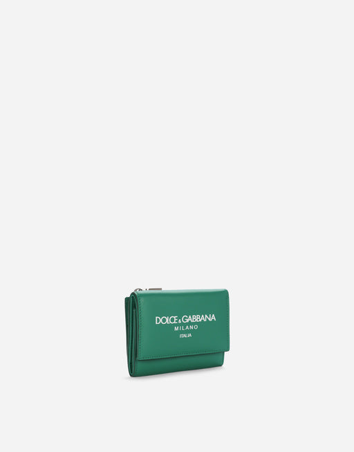 CALFSKIN FRENCH FLAP WALLET WITH LOGO