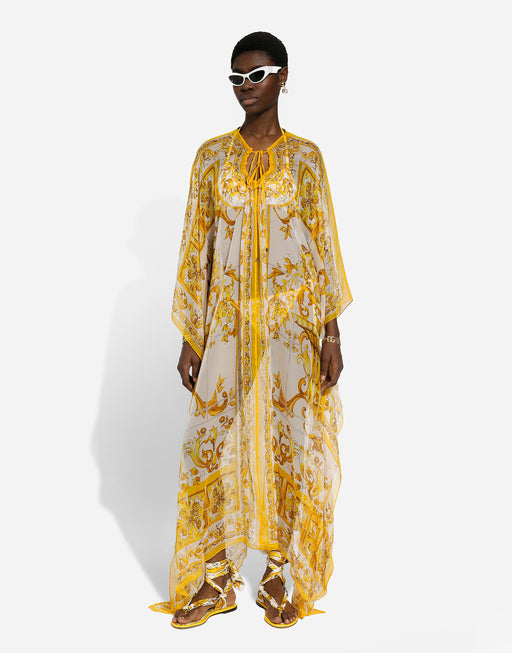 MAJOLICA-PRINT CHIFFON CAFTAN