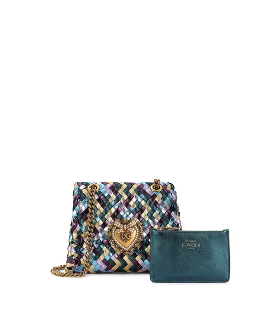 SMALL DEVOTION SHOULDER BAG IN WOVEN LAMINATED NAPPA LEATHER