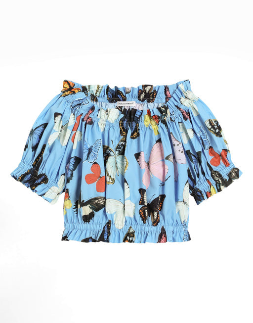 COTTON POPLIN TOP WITH BUTTERFLY PRINT