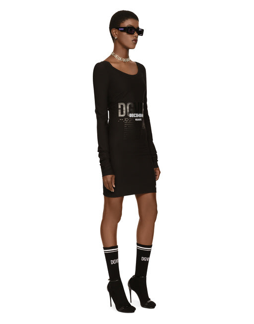 LONG-SLEEVED SPANDEX JERSEY MIDI DRESS DGVIB3