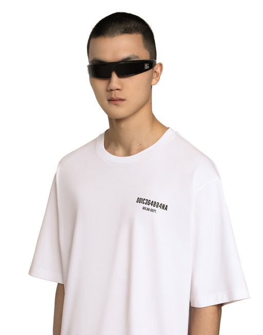 PRINTED COTTON JERSEY T-SHIRT WITH DGVIB3 PATCH