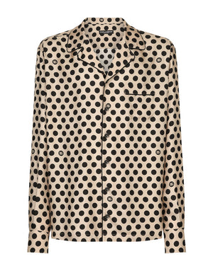 SILK SHIRT WITH POLKA-DOT PRINT AND DG LOGO