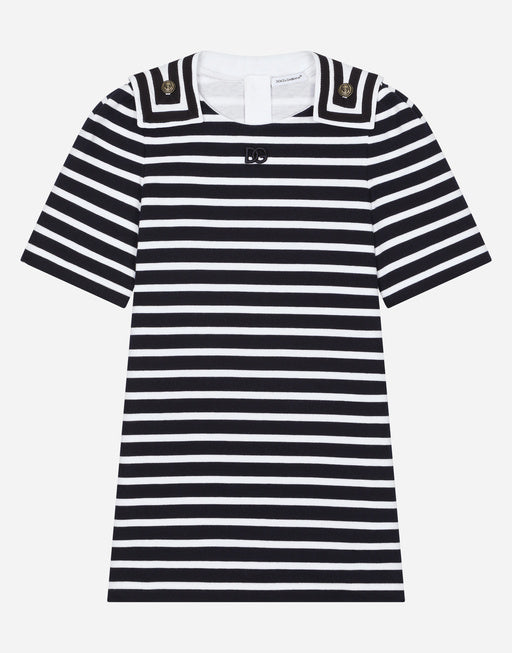SHORT INTERLOCK DRESS WITH STAR PATCH EMBELLISHMENT