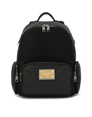NYLON AND GRAINY CALFSKIN BACKPACK