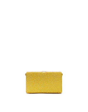 DOLCE BOX CLUTCH WITH HEAT-APPLIED RHINESTONES