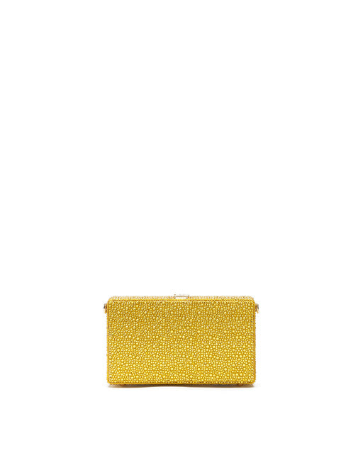DOLCE BOX CLUTCH WITH HEAT-APPLIED RHINESTONES