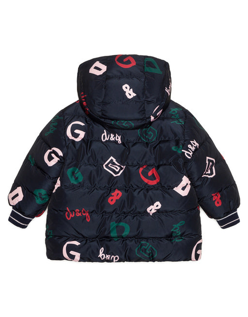 LOGO PRINT NYLON LONG DOWN JACKET