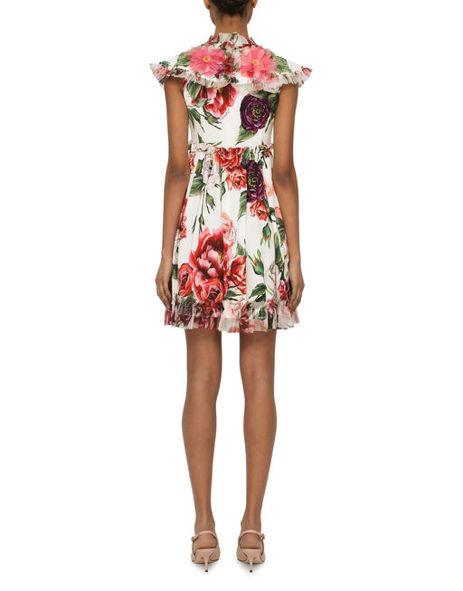 DOLCE & GABBANA PLEATED DRESS IN ELASTICATED SILK CADY FABRIC