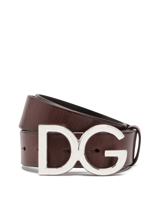 TUMBLED LEATHER BELT WITH DG LOGO
