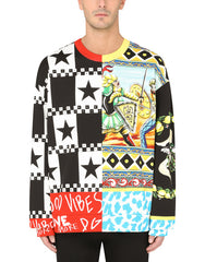 JERSEY SWEATSHIRT WITH CARRETTO PATCHWORK PRINT