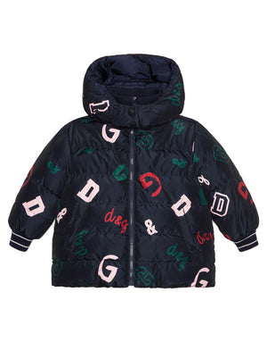 LOGO PRINT NYLON LONG DOWN JACKET