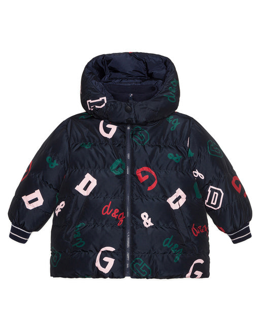 LOGO PRINT NYLON LONG DOWN JACKET