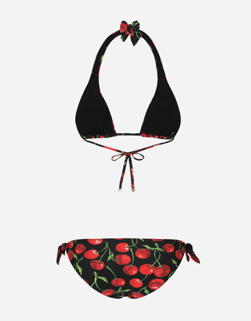 CHERRY-PRINT TRIANGLE BIKINI