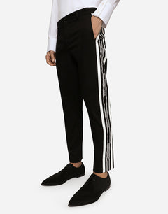 STRETCH COTTON PANTS WITH SIDE BANDS