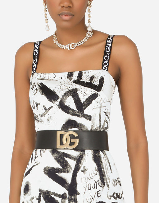 STRETCH BAND AND LUX LEATHER BELT WITH DG LOGO