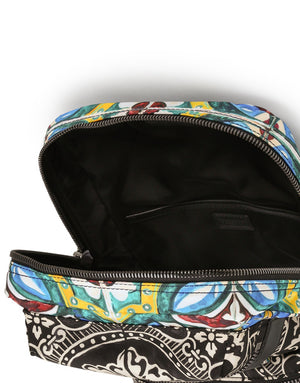 SICILIA DNA BACKPACK IN NYLON WITH MAIOLICA PRINT