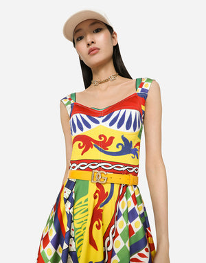 SHORT CARRETTO-PRINT CHARMEUSE BUSTIER DRESS