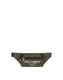 SMALL NYLON BELT BAG WITH RUBBERIZED LOGO