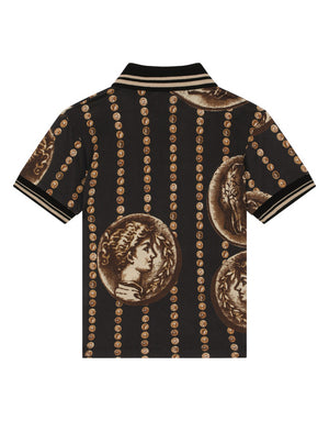 SHORT-SLEEVED POLO-SHIRT IN COIN-PRINT COTTON PIQUÉ