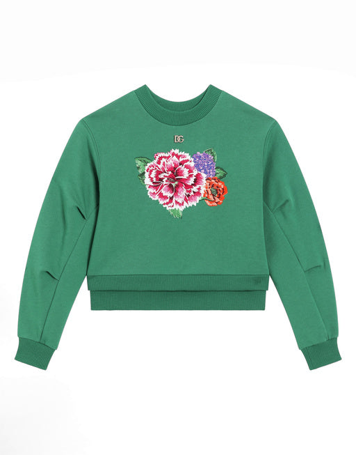 ROUND-NECK SWEATSHIRT WITH FLOWER AND DG LOGO