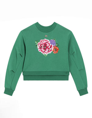 ROUND-NECK SWEATSHIRT WITH FLOWER AND DG LOGO