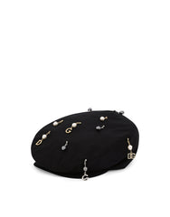 COTTON FLAT CAP WITH PEARLS AND DG PENDANTS