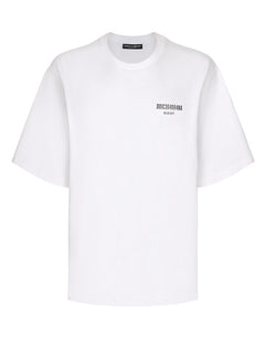 PRINTED COTTON JERSEY T-SHIRT WITH DGVIB3 PATCH
