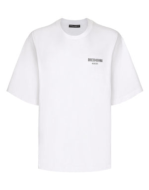 PRINTED COTTON JERSEY T-SHIRT WITH DGVIB3 PATCH