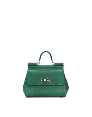 MEDIUM IGUANA PRINT CALFSKIN SICILY BAG WITH CRYSTAL DG LOGO PATCH