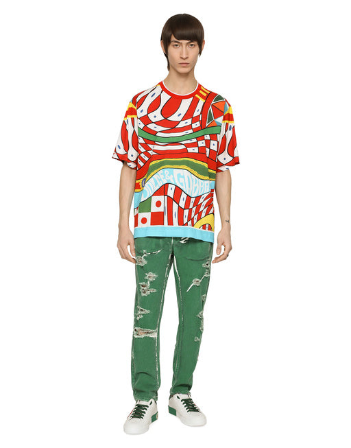 COTTON T-SHIRT WITH CARRETTO PRINT