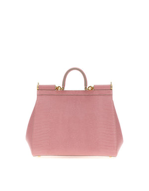 MEDIUM IGUANA PRINT CALFSKIN SICILY BAG WITH CRYSTAL DG LOGO PATCH