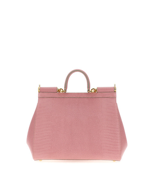 MEDIUM IGUANA PRINT CALFSKIN SICILY BAG WITH CRYSTAL DG LOGO PATCH