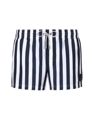 SWIM SHORTS WITH VERTICAL-STRIPE PRINT