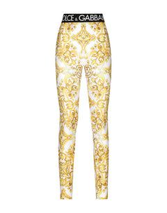 MAJOLICA-PRINT JERSEY LEGGINGS WITH BRANDED ELASTIC
