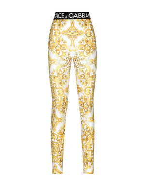 MAJOLICA-PRINT JERSEY LEGGINGS WITH BRANDED ELASTIC