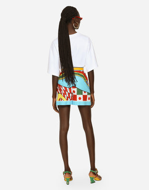 CARRETTO-PRINT COTTON SHORTS