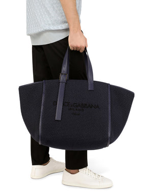 WOVEN COTTON ROPE SHOPPER WITH LOGO EMBROIDERY