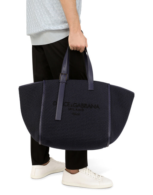 WOVEN COTTON ROPE SHOPPER WITH LOGO EMBROIDERY