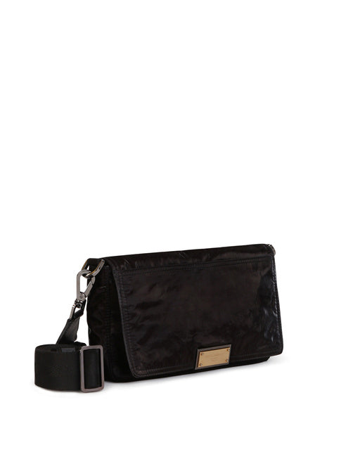NERO SICILIA DNA NYLON CROSSBODY BAG WITH BRANDED TAG