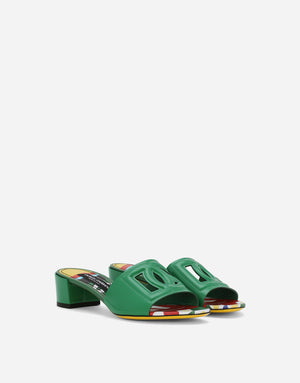PATENT LEATHER DG MULES WITH CUT-OUT