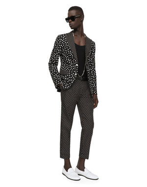 COTTON TAORMINA-FIT SUIT WITH POLKA-DOT PRINT