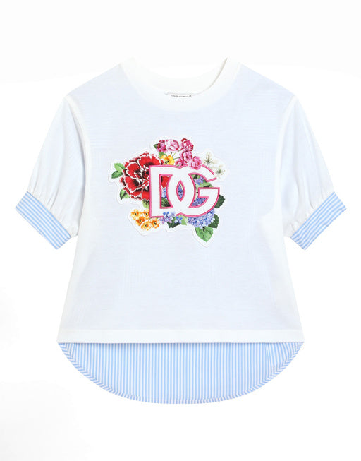 POPLIN AND JERSEY T-SHIRT WITH PATCH